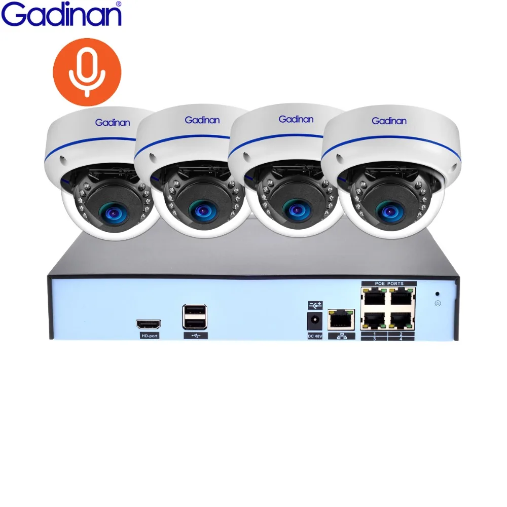 

Gadinan H.265 4CH 48V POE NVR 5MP CCTV System Audio Vandalproof Anti-vandal Indoor Outdoor Dome IP Camera Security Surveillance