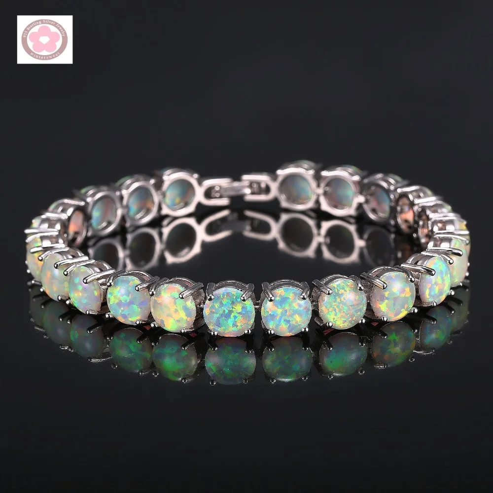 

SZ0027 Plated AAA Fire Opal Inlaid Fashion Bracelet For Women Jewelry Gift