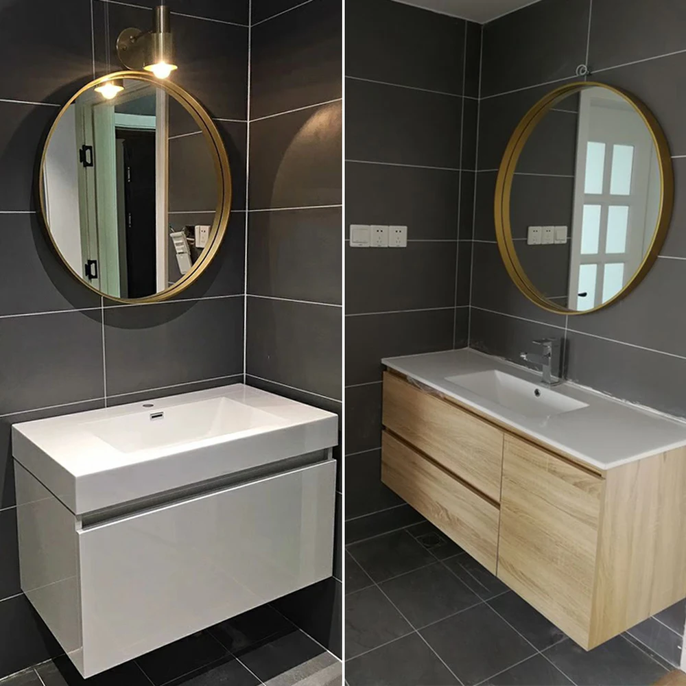 

Nordic bathroom mirror wall hanging round decorative mirror wall stickers bathroom washroom bathroom mirror LO681013