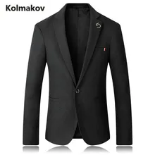 KOLMAKOV 2017 autumn new arrival men’s fashion suit,men casual Solid color cotton blazers,single button jacket blazer,size M-5XL