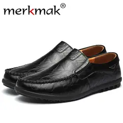 Merkmak/мужская повседневная обувь из натуральной кожи, люксовый бренд, мужские лоферы, Мокасины, дышащие слипоны, черная обувь для вождения