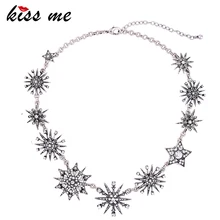 KISS ME очаровательный серебряный цвет стразы колье с кулоном в виде снежинки для женщин колье ожерелье модные украшения