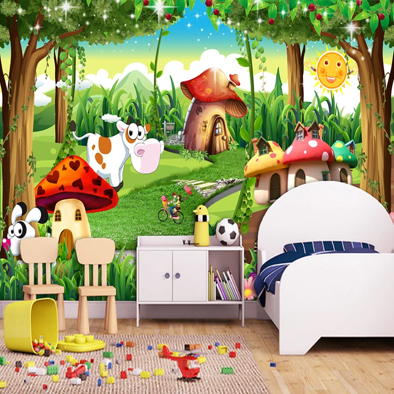 Пользовательские 3D фото обои детская комната спальня мультфильм лес дом фон украшения живопись Настенная роспись Papel де Parede