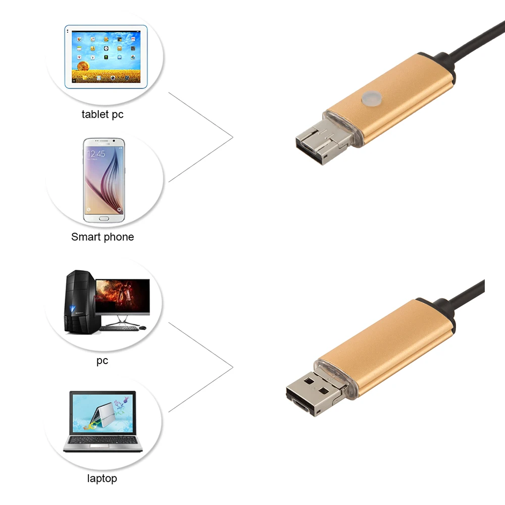 Камера Эндоскоп подводная 5 м 720P 2 МП 6 светодиодов 8 мм USB Android 3 цвета|endoscope camera|micro