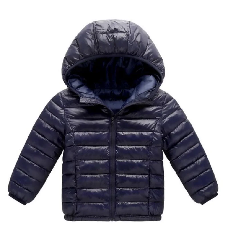Новое зимнее пальто детская зимняя куртка для мальчиков и девочек осенне-зимнее хлопковое меховое пальто с капюшоном для малышей куртка-плащ плотная теплая одежда - Цвет: navy blue