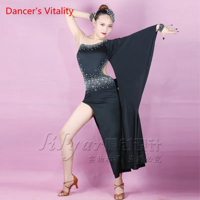 

Dancer's Vitality Latin Dance Dress Women Girls Harness Back Opening Latin Dress Salsa Samba Tango Ballroom Competition Costume