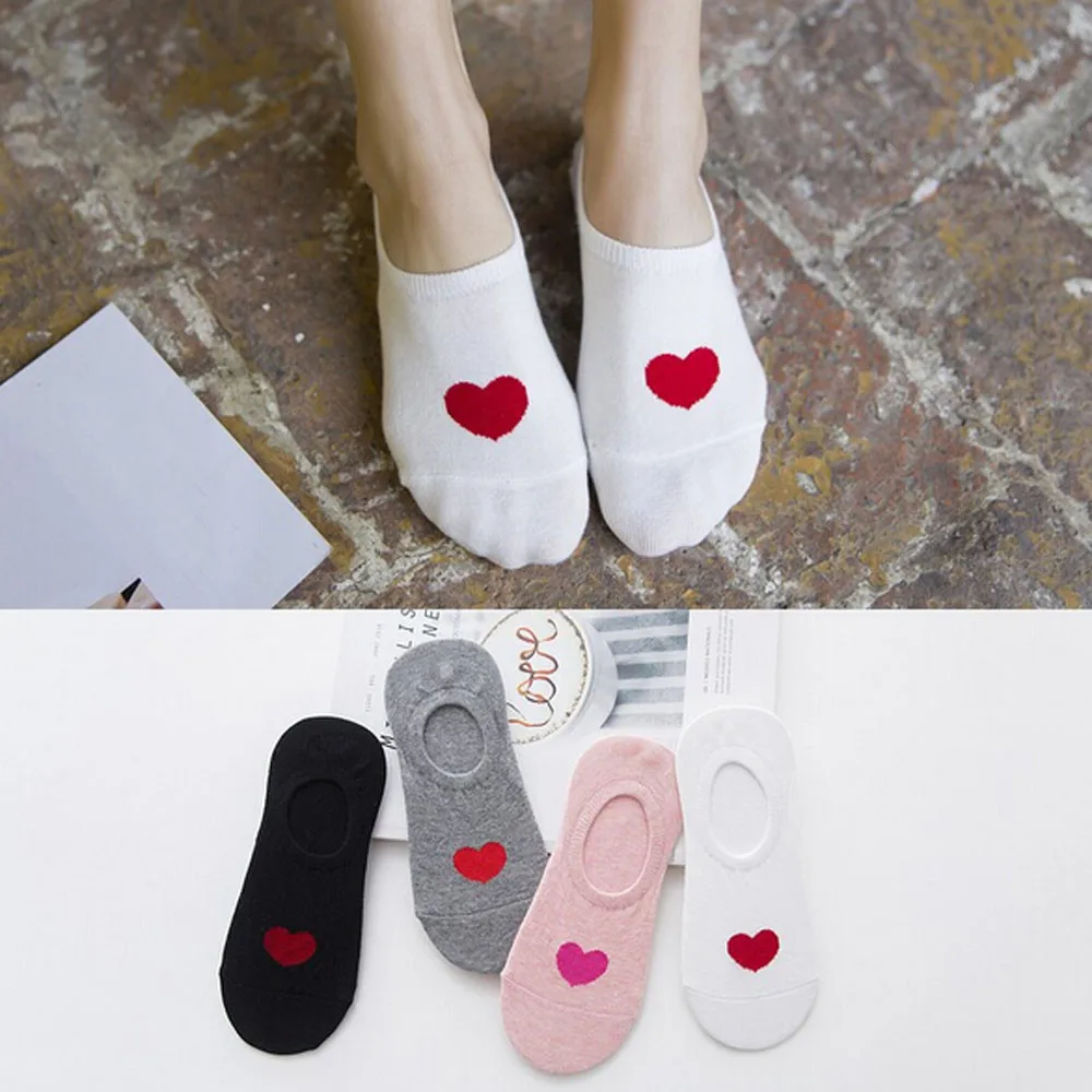 

Women Summer Cotton Loving Heart Invisible Liner Low Cut Socks 5.23