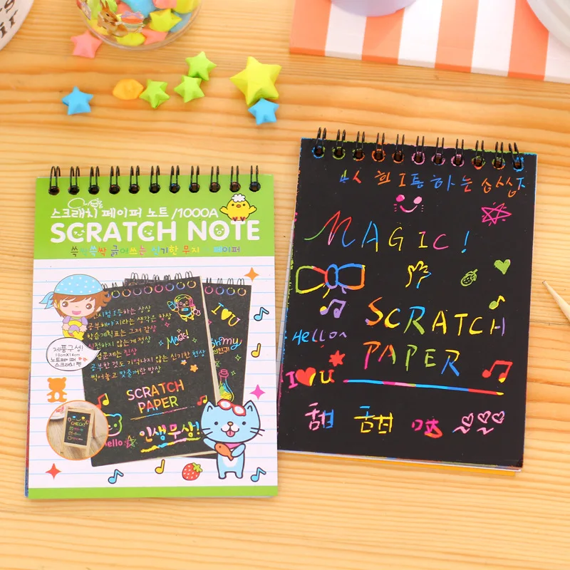

10.5*14cm Magic Scratch Art Note book Scraping Drawing Children Baby Doodle Toys