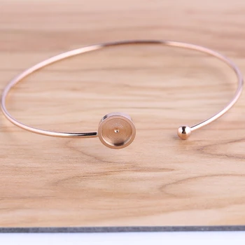 

onwear 5pcs rose gold stainless steel bracelet base blanks 8mm cabochon bangle bezel settings diy bracelets making supplies