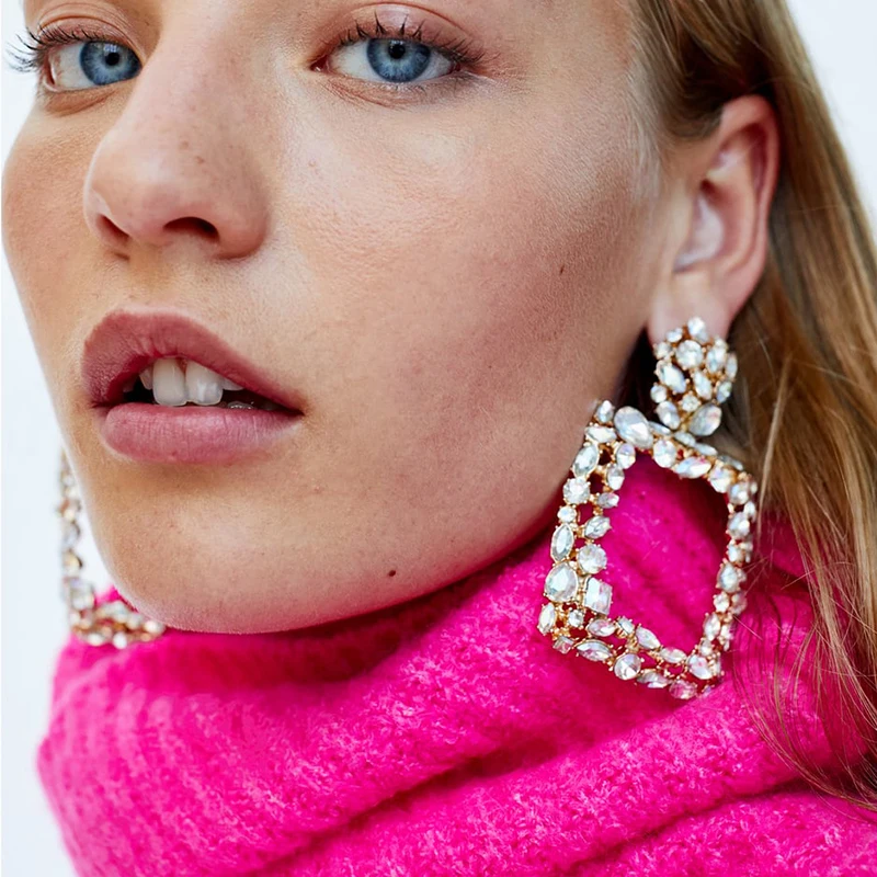 

Dvacaman ZA Big Rectangle Crystal Drop Earrings Women Trendy 2018 Geometric Pendant Earrings Wedding Party Jewelry Christmas AH0