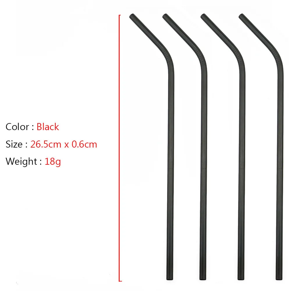 4Pcs Black 1/2/4Pcs Multicolor Drinking Straw Reusable High Quality Straw 304 Stainless Steel Straw with Cleaner Brush For Mugs 20/30OZ - Цвет: 4Pcs Black