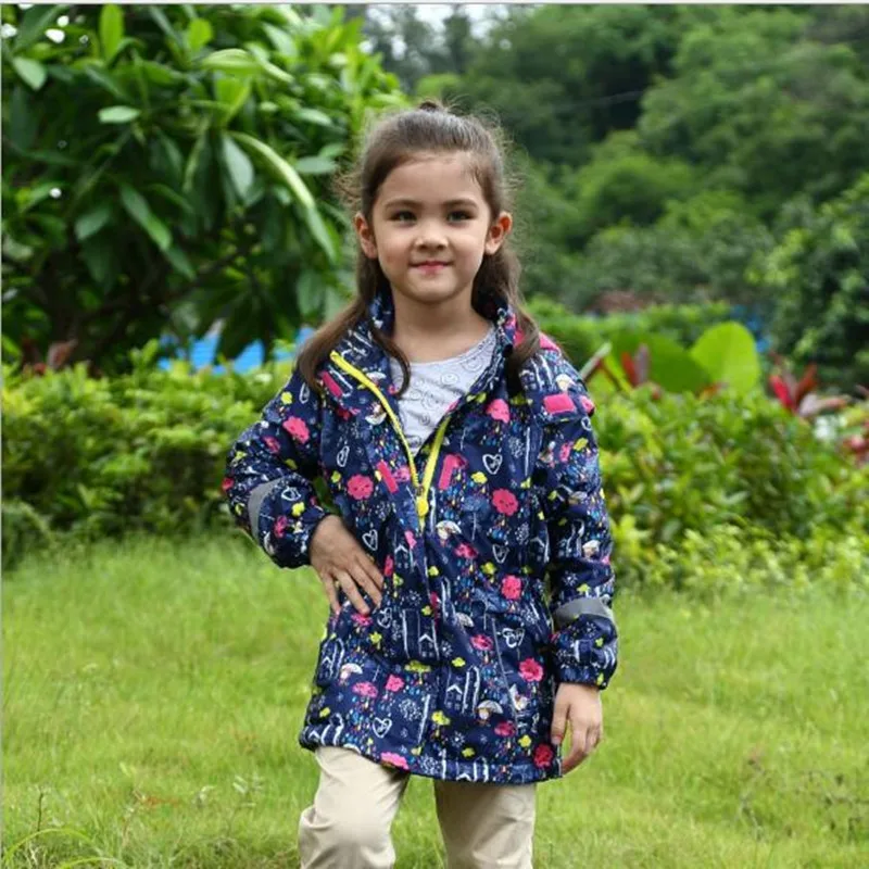 Kids Girl Rain Drops Cartoon Windproof Jacket 