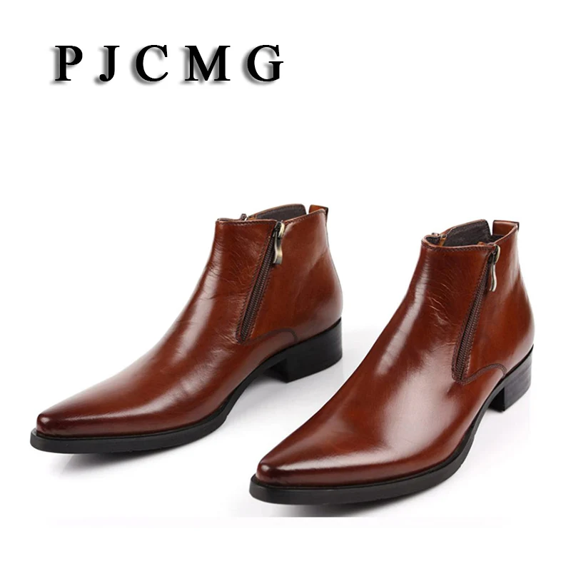  Nouvelles bottes en cuir de vachette pjfairy bottes en cuir souple véritable bout pointu respirant 
