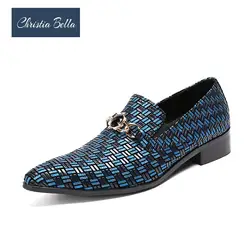 Кристиа Белла роскошные мужские деловые туфли классические джентльменские Синие Свадебные Туфли Мужские модельные туфли из натуральной