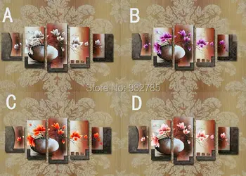 

Free Shipping !!! Huge 5 Panels flower Handpainted Oil Painting on Canvas Wall Art , Home Decoration painting