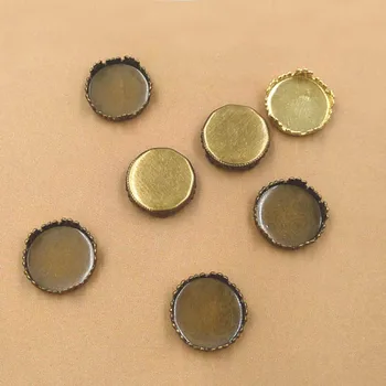 

12mm Round Crown Tray Bezel Setting Blank Resin Cabochons Bases for Floating Charms Lockets Jewelry Making Bronze tone