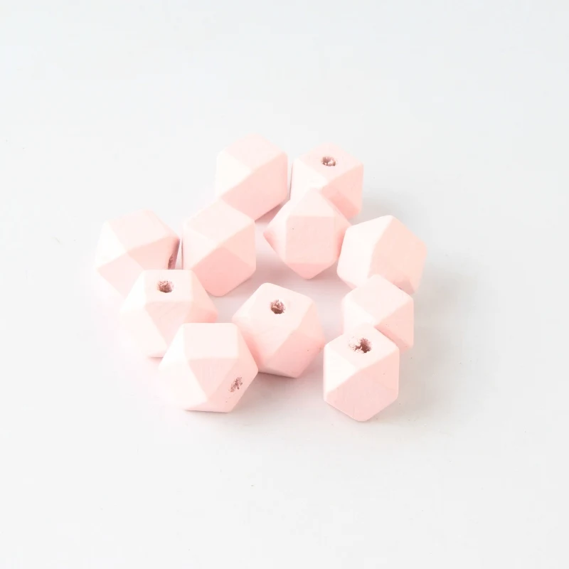 Необработанные геометрические граненые деревянные бусины 50 шт Деревянный бисер смешанный цвет разделительные бусины для изготовления ювелирных изделий 12 мм DIY - Цвет: Baby Pink