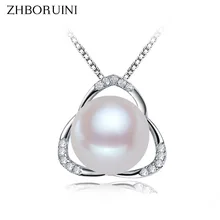 Жемчуг бренда "zhboruini" ожерелье жемчужные ювелирные изделия подвески из натуральной жемчужины Циркон 925 пробы серебряные ювелирные изделия для женщин аксессуары
