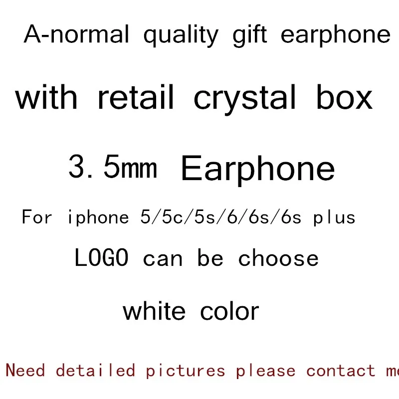 

Normal quality In-Ear Earbuds Earphones With Mic Volume Control for Apple Headphones iPhone 4 5 6 5s/6s Android 50 pcs lot