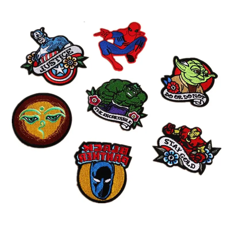 

1Pcs The Avengers Super Hero Superman Spiderman Hulk Embroidered Cartoon Iron On Patches For Clothes DIY Parches Applique