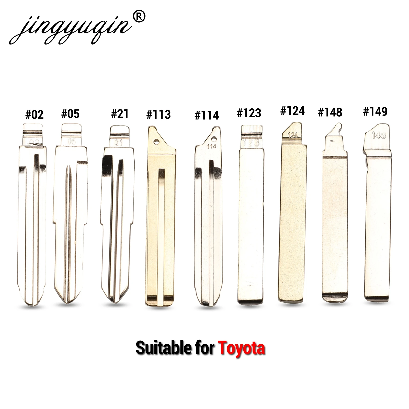 

jingyuqin Metal Blank Uncut Key Blade For Toyota Camry Corolla Highlander Co Vios Scion No.02 05 21 113 114 123 124 148 149#
