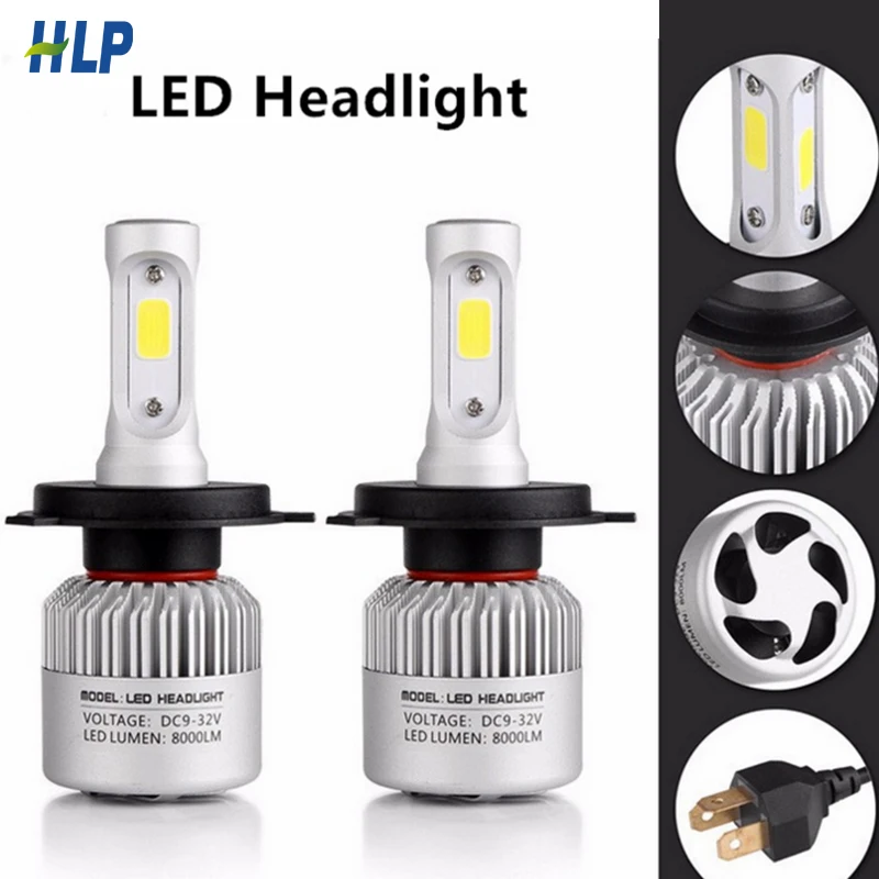 HLP led car headlamp bulbs H4 H7 9005 9006 H11 9012 headlights 8000lm