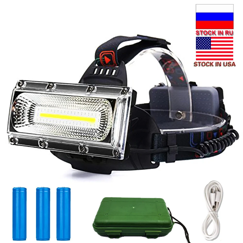 

LED Rechargeable Headlamp COB 3 Modes Red Blue Strobe Flood Light Waterproof Worklight for Camping Fishing Light Dropshipping