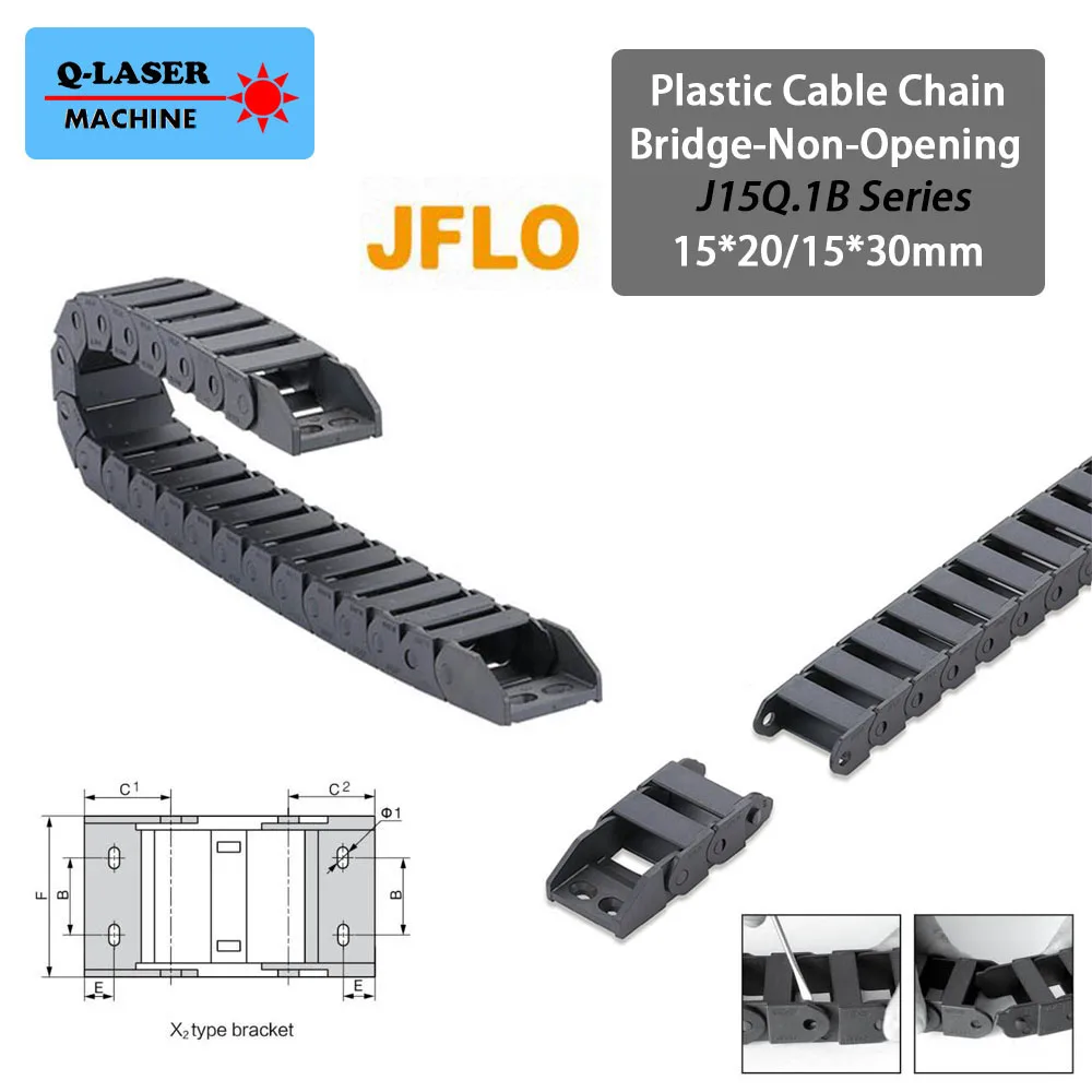 

Drag Cable Chain J15Q.1.B 15*20 15*30mm Bridge Type Non-Opening 1 Meter Plastic Towline Transmission Drag Chain for Machine