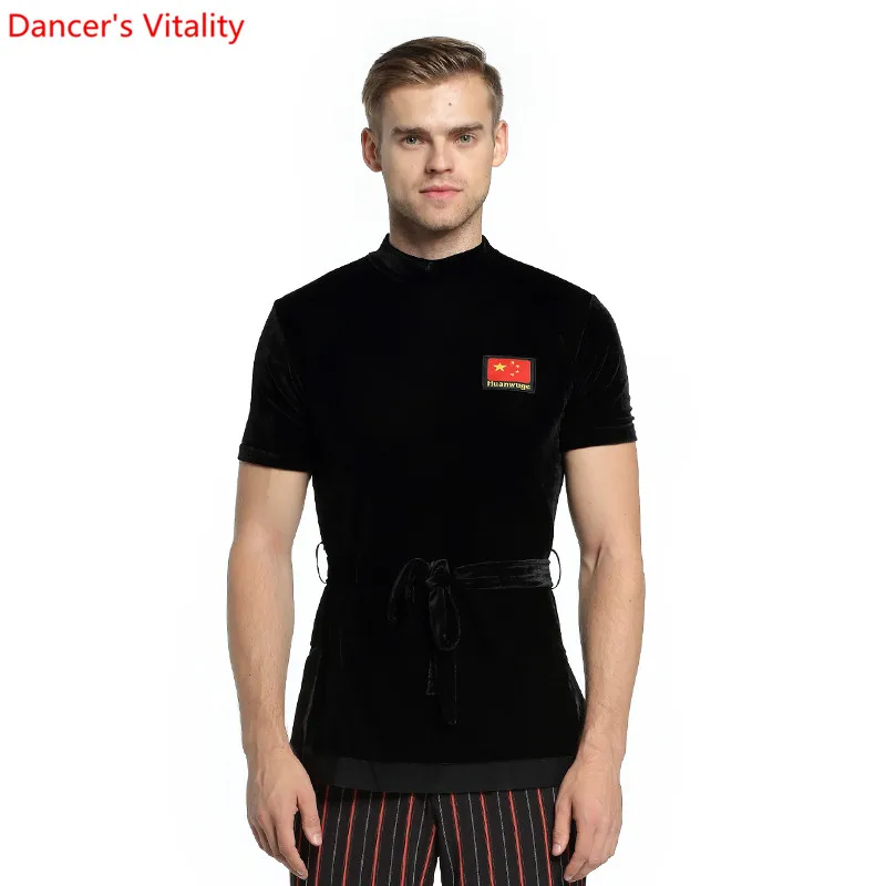 

2018adult men's shirt Plus Size Black Waltz Latin Dance shirt Men Latin Dance Shirts modern Ballroom stage dance tops