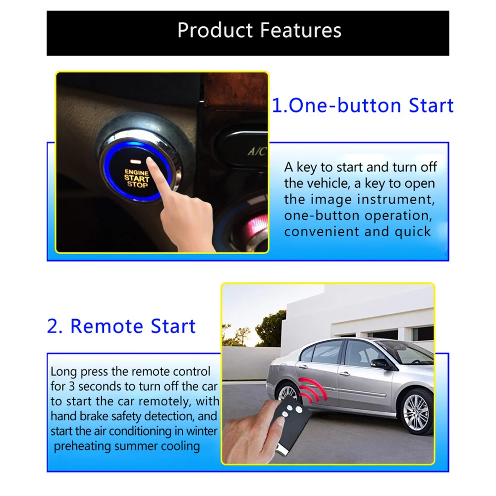 Auto Anti-theft Alarm Car Comfortable Keyless Entry One Button Start Remote Control System Automobile Car Accessories