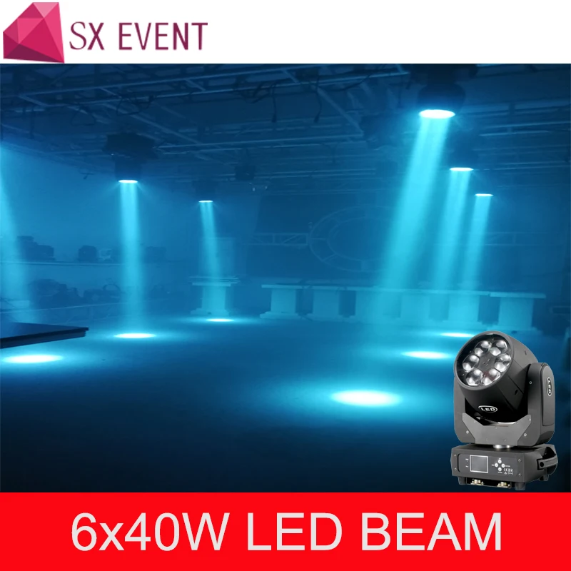 6x40 Вт RGBW 4всветодио дный 1 светодиодный луч мыть движущийся головной свет с функцией зума 6x40 Вт луч мыть зум движущийся головной свет