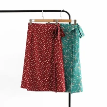 Klacwaya цветочный принт юбки женские Модные женские с высокой талией Прямые юбки мягкие юбки с бантом для девочек милые Jupe femme одежда