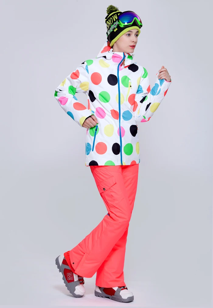 Skisuit5 ski suits warm female models waterproof genuine veneer double plate color dot | Спорт и развлечения