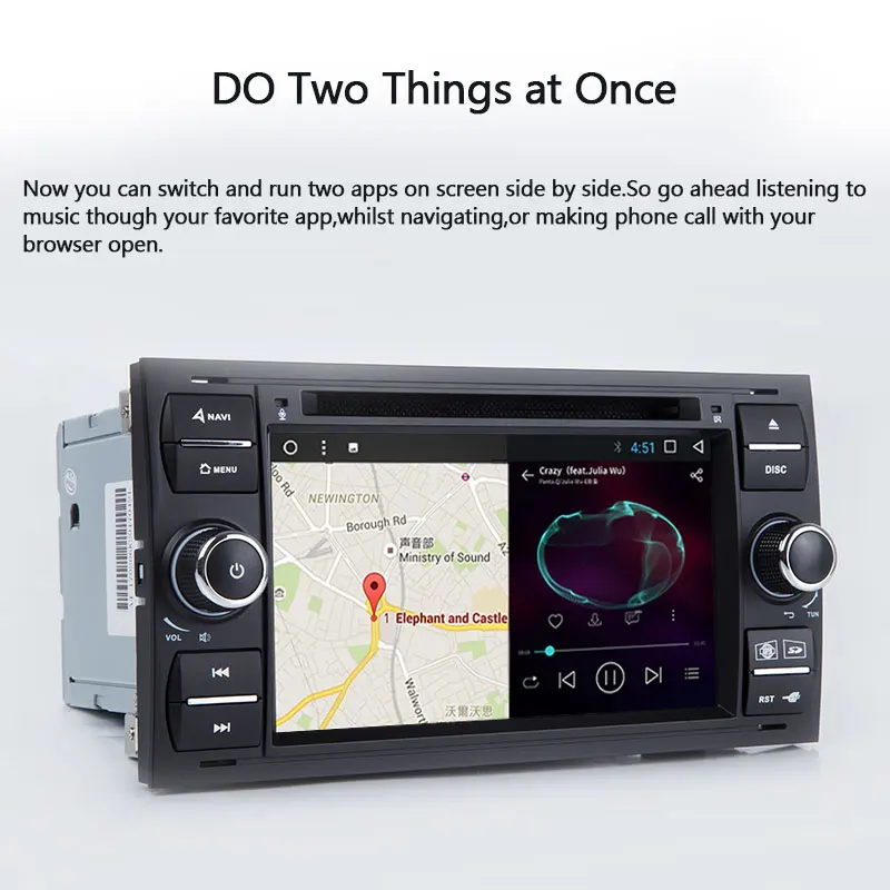 Cheap 2 din Android 8.1 Car DVD Player Multimedia For Ford Fiesta Ford Focus 2 Mondeo 4 C-Max S-Max FusionTransit Radio GPS Navigation 3