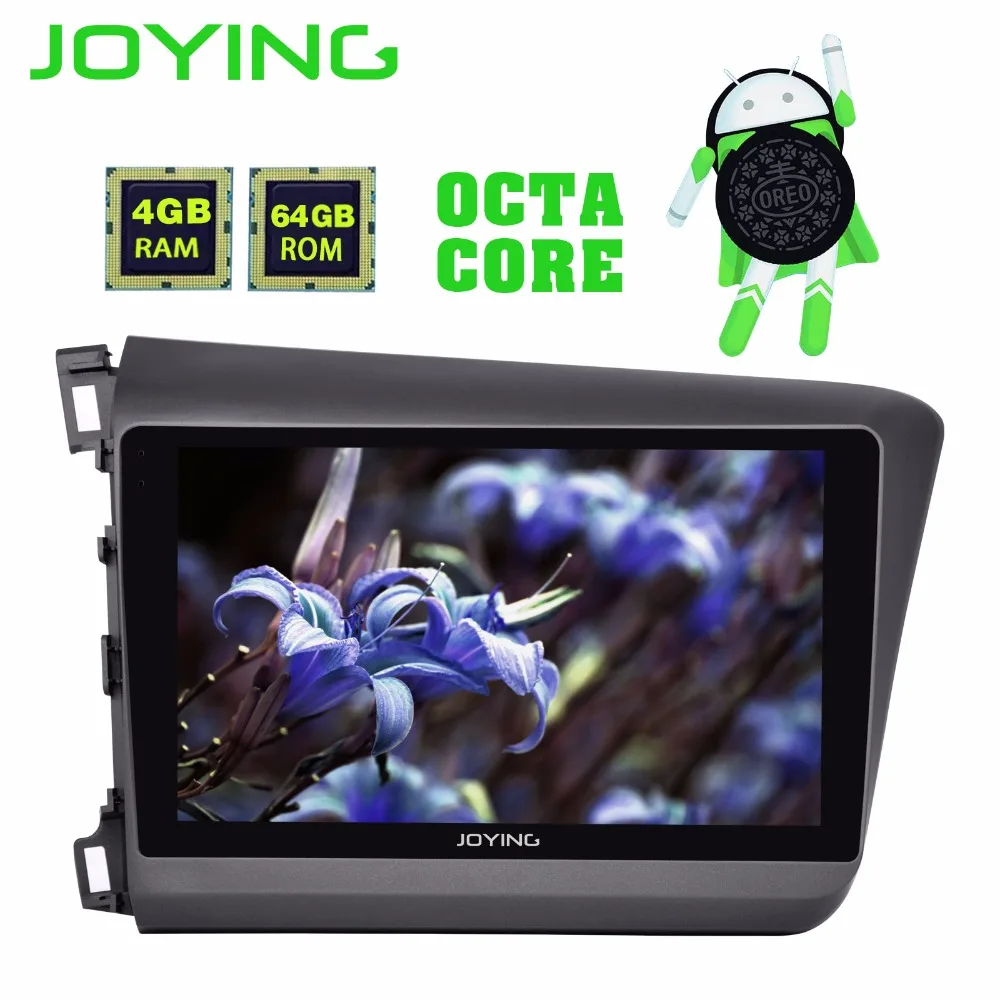 Best JOYING 9" Octa core Android 8.0 Car Radio player 4G RAM 64G autoradio For Honda Civic 2012-2015 Support SWC TPMS Video output 5