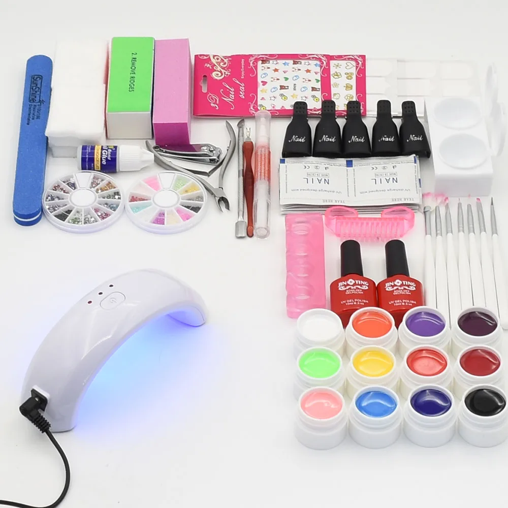 new arrival nail set 9w lamp nail dryer 12 pure Color Nail Art UV Gel Solid