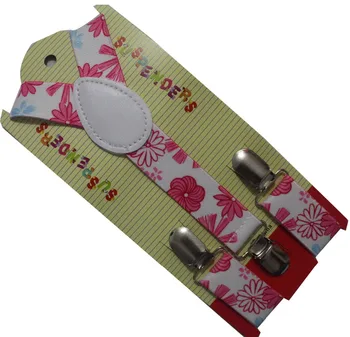 

Free Shipping 2019 New Fashionable Adjustable Clip-On Kids White Pink Floral Braces Children