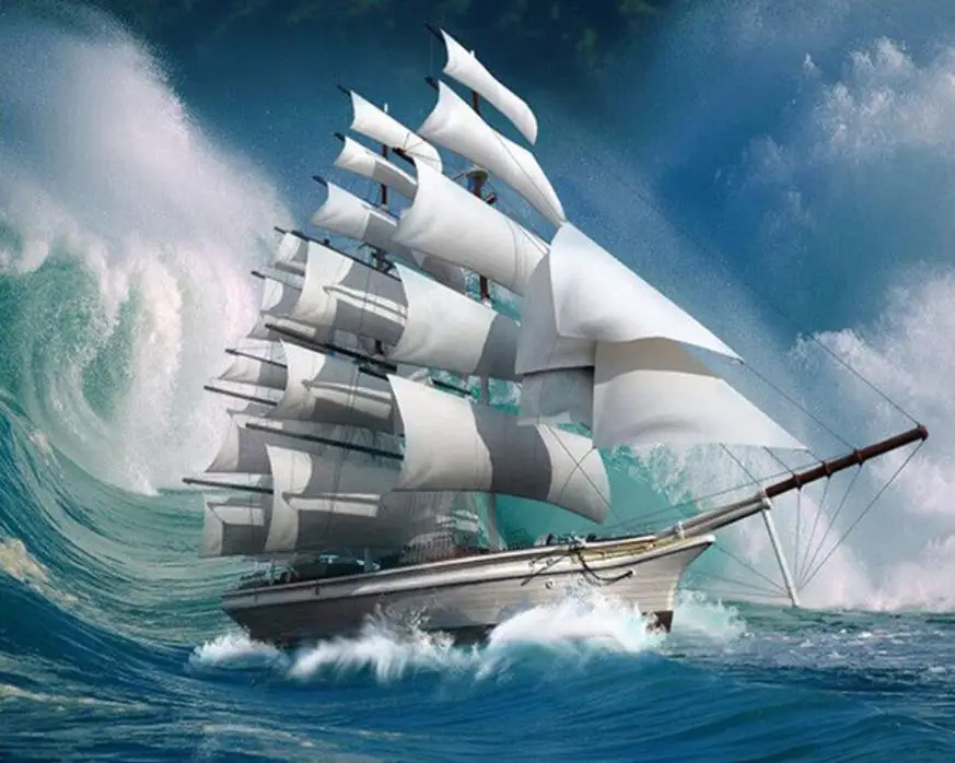 

5D DIY Diamond Painting boat Scenery Cross Stitch Needlework Ship Diamond Embroidery Home Decoration Diamond Mosaic