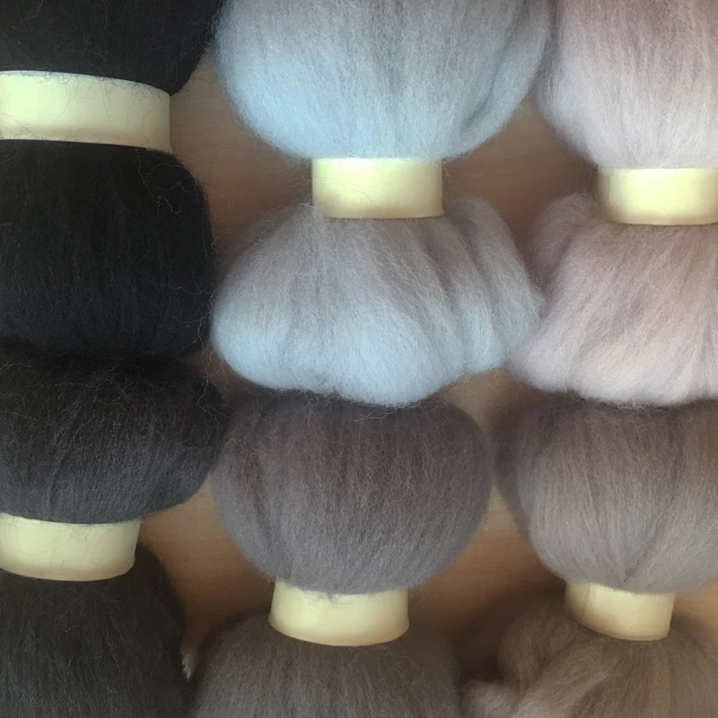 WFPFBEC Send a work pad and three needles wool for felting poke fun gray black colour 10g/6pcs/lot total 60g