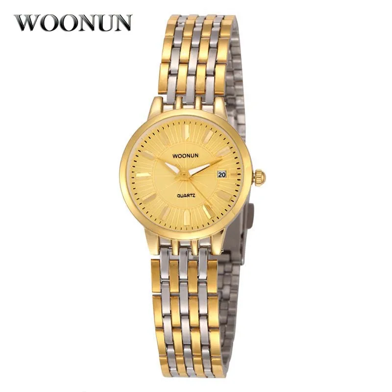 

WOONUN Famous Brand Luxury Gold Watches Women Thin Ladies Quartz Wristwatches Full Steel Exquisite Small Watches For Ladies