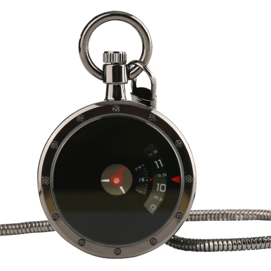 Vintage Retro Black Hollow Small Second Disk Movement Quartz Pocket Watch Pendant Gift With Chain Watches | Наручные часы