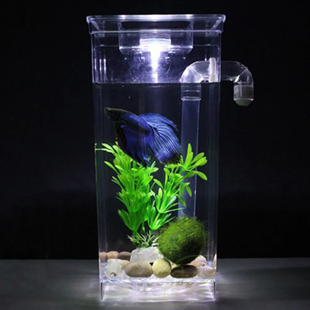 AsyPets самоочищающийся пластиковый аквариум для аквариума Betta для офиса, домашнего декора-25, набор для украшения аквариума