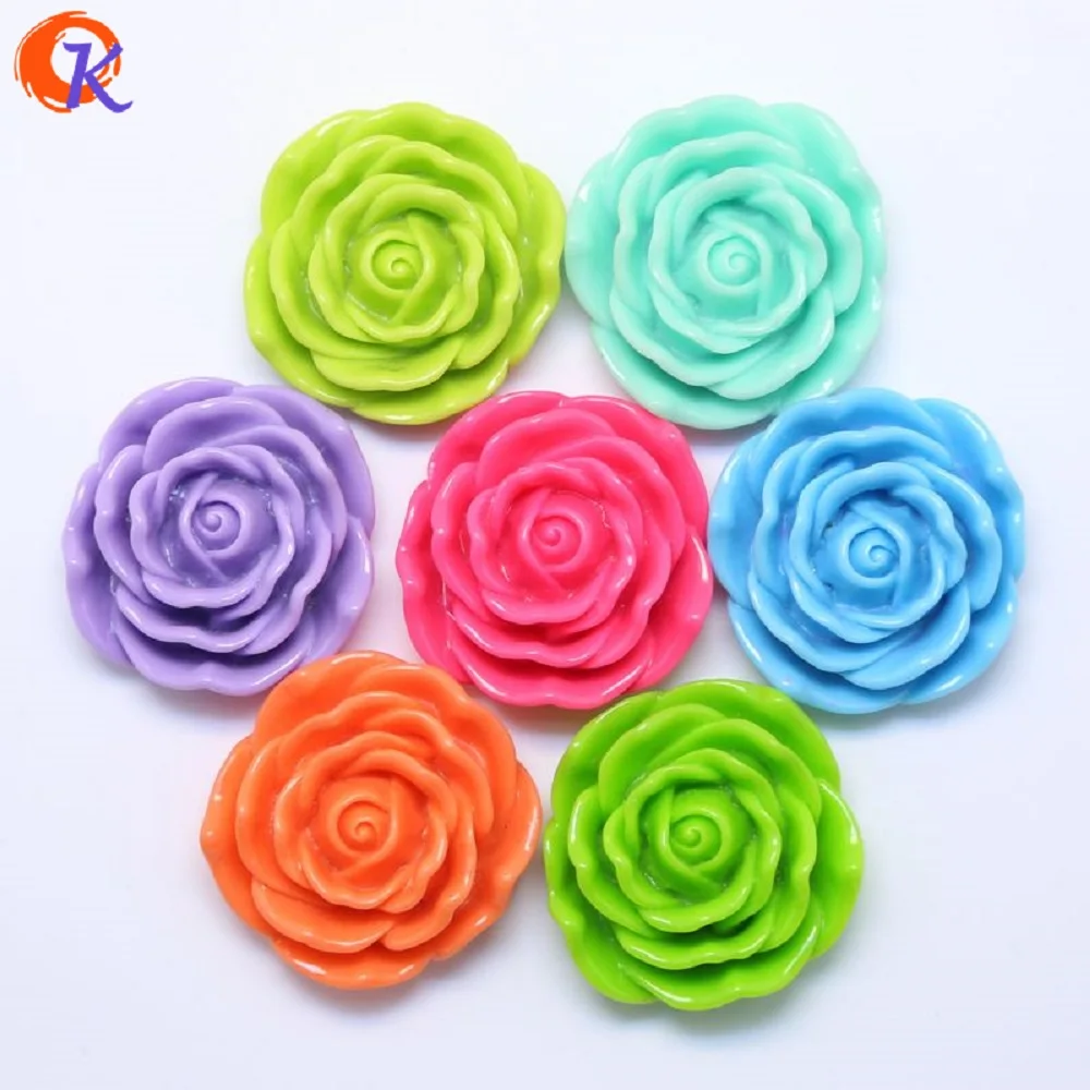 

30Pcs/Lot Mix Colors 47MM Chunky Resin Rose Flower Beads With Holes For Kids Girls Bubblegum DIY Jewelry Decoration