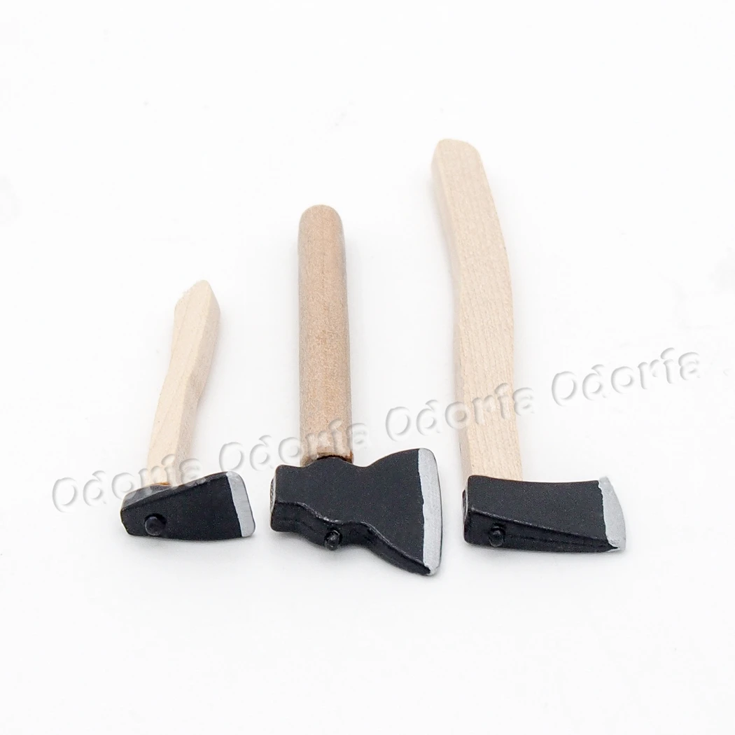 1:12 Miniature 3PCS Felling Axe Set for Outdoor Tool Fairy Patio Garden Set Dollhouse Accessories Doll House Decoration Odoria