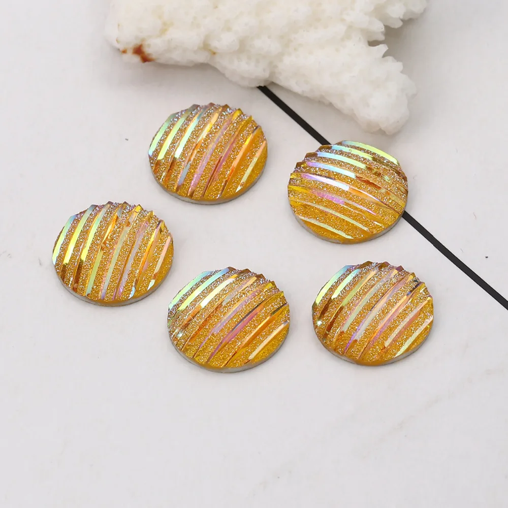 

DoreenBeads Resin AB Rainbow Color Aurora Borealis Dome Seals Cabochon Round Stripe Pattern Glitter 16mm( 5/8") Dia, 100 PCs