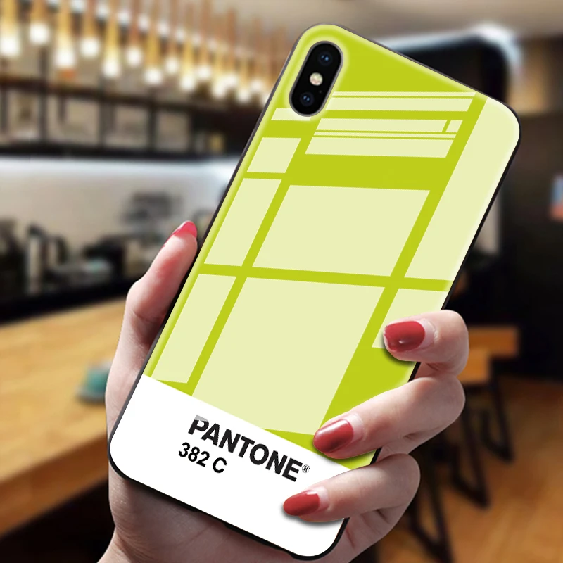 Pantone цветной чехол из закаленного стекла для телефона для iphone 5 6 7 8 6s 6s plus 7plus 8plus x xr xs xsmax - Цвет: 3