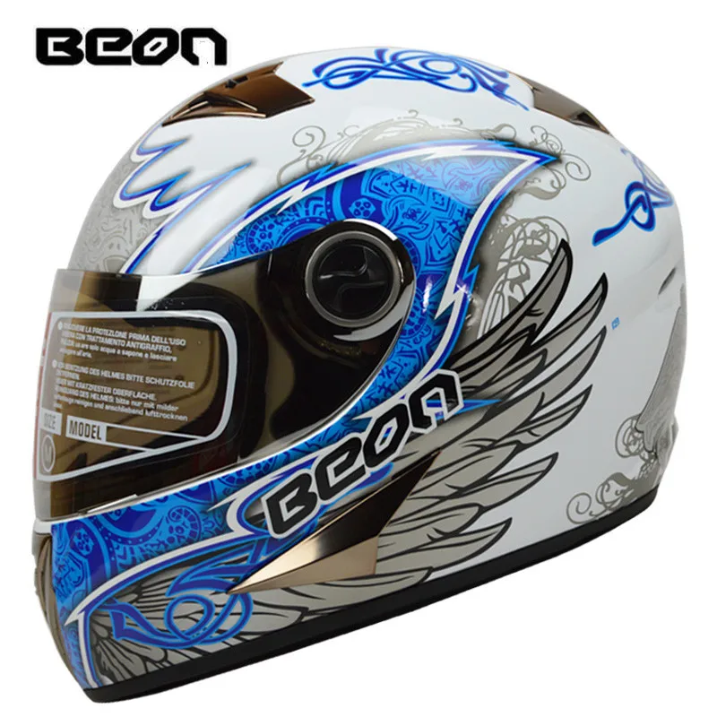 BEON Полнолицевой Шлем женский мото rcycle шлемы Kart гоночный шлем Высокое качество ECE одобренный moto cascos Темный ангел - Цвет: Blue angel