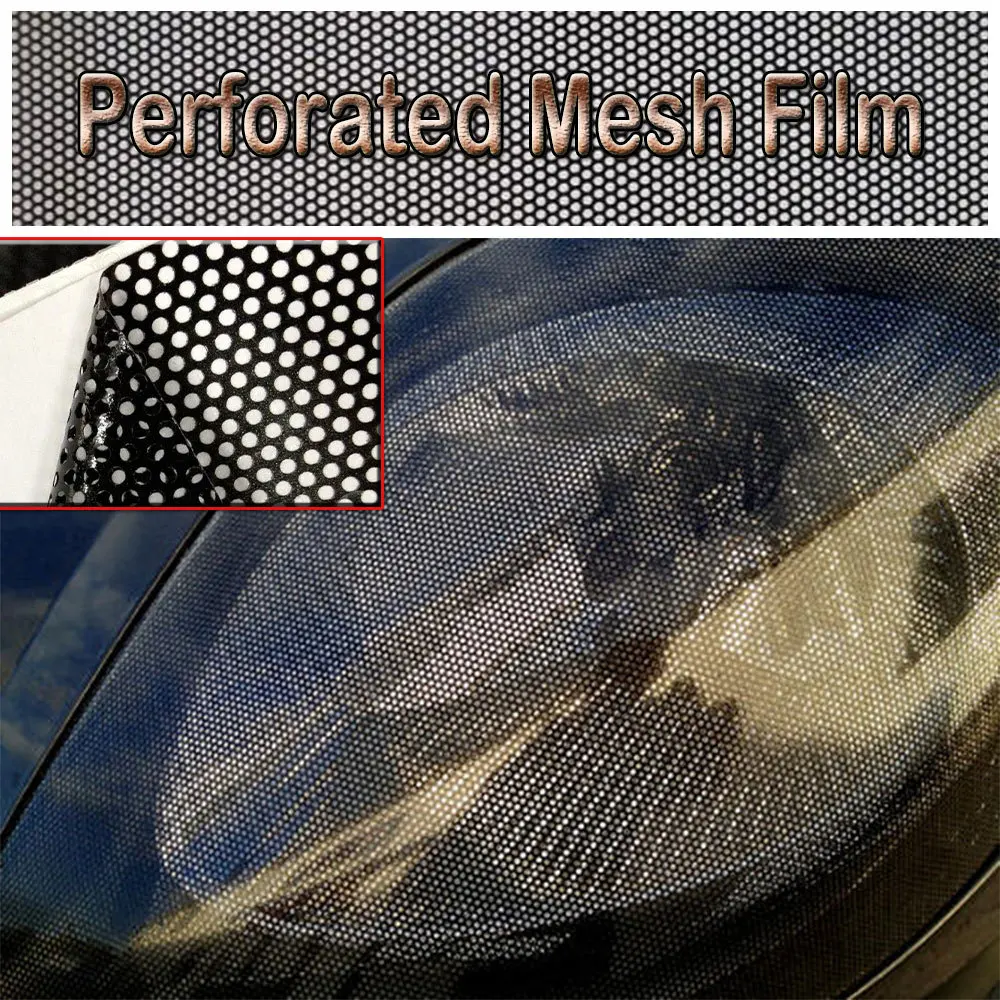 One Way Vision Perforated Mesh Film Black Fly Eye Tint Tail Light Tint Car Window Tint Size1