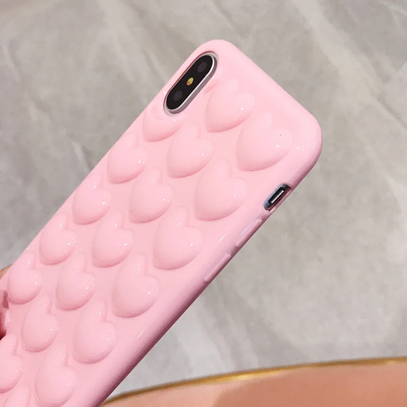 USLION 3D Love Heart чехол для телефона для iPhone 11 Pro X XS Max XR чехлы с принтом из мультфильма для iPhone 7 8 6 6S Plus Мягкий ТПУ чехол с ремешком