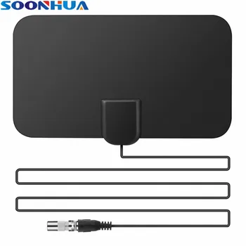 

SOONHUA 1080p Indoor Digital Male HDTV Antenna 50 Mile Booster Active Aerial Receiver Flat Design 25DB High US Plug For HDTV DTV